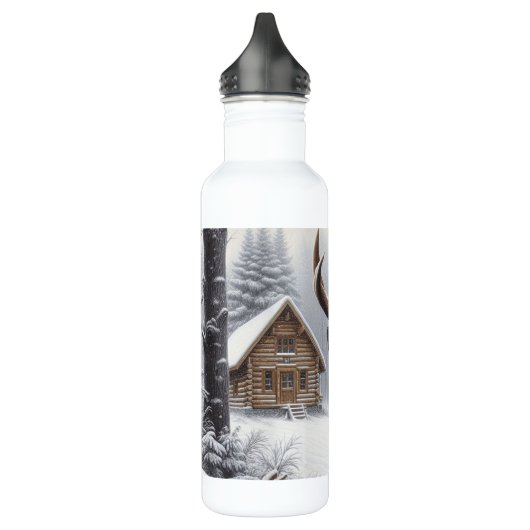 Winterhirsche/Buckkunst Edelstahlflasche (Links)