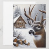 Winterhirsche/Buckkunst Feiertagskarte (Vorne/Hinten)