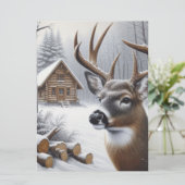 Winterhirsche/Buckkunst Feiertagskarte (Stehend Vorderseite)