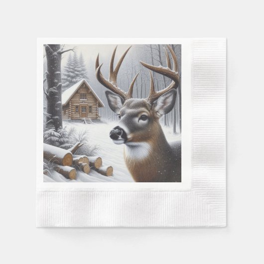 Winterhirsche/Buckkunst Serviette (Vorderseite)
