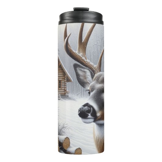 Winterhirsche/Buckkunst Thermosbecher (Vorderseite)