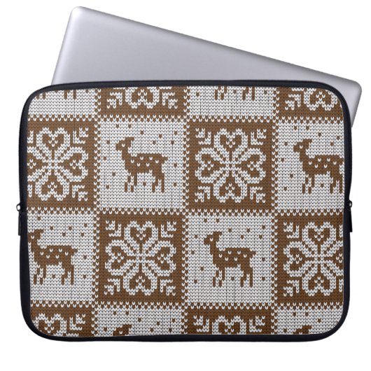Winterhirsche geknotet: Vintages Muster. Laptopschutzhülle (Vorderseite)