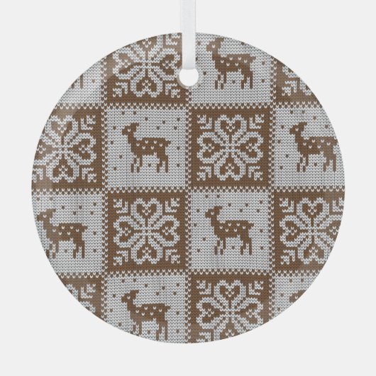 Winterhirsche geknotet: Vintages Muster. Ornament Aus Glas (Vorderseite)