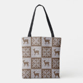 Winterhirsche geknotet: Vintages Muster. Tasche (Rückseite)