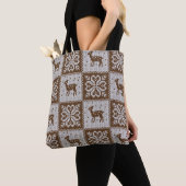 Winterhirsche geknotet: Vintages Muster. Tasche (Von Nahem)