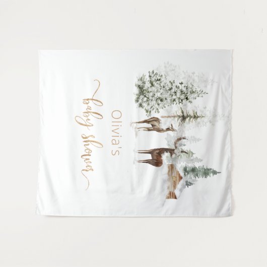 Winterhirsche geschlechtsneutral wandteppich (Vorderseite (Horizontal))