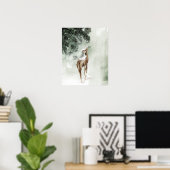 Winterhirsche im Schnee Poster (Heimbüro)