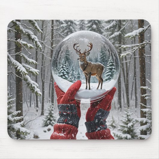 Winterhirsche im Schneeglobe Mousepad (Vorne)