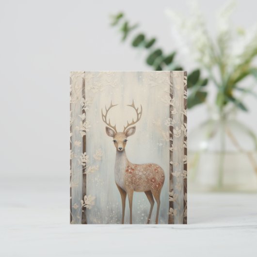 Winterhirsche im Wald Postkarte (Stehend Vorderseite)