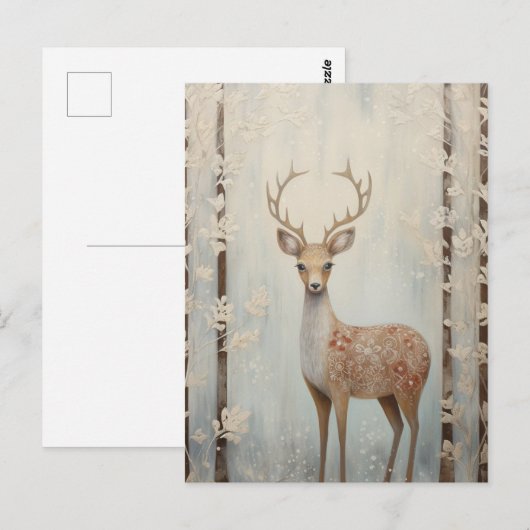 Winterhirsche im Wald Postkarte (Vorne/Hinten)