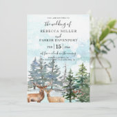 Winterhirsche im Waldschneegebiet Einladung (Stehend Vorderseite)