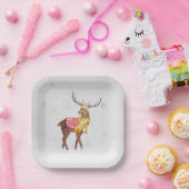 Winterhirsche in Schneeflocken Pappteller (Party)