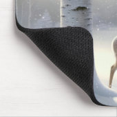 Winterhirsche mit Birkenbaumherz Mousepad (Ecke)