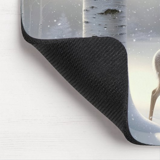 Winterhirsche mit Birkenbaumherz Mousepad (Ecke)