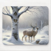 Winterhirsche mit Birkenbaumherz Mousepad (Vorne)