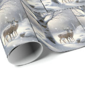 Winterhirsche mit Herz auf Birkenbaum Geschenkpapier (Rolleneckpunkt)