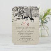 Winterhirsche mit Monogramm Einladung (Stehend Vorderseite)