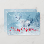 Winterhirsche mit Pinienbäumen Frohe Weihnachten Einladung (Vorne/Hinten)