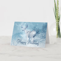 Winterhirsche mit Pinienbäumen zum Geburtstag glüc