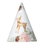 Winterhirsche Rosa Geburtstag Partyhütchen (Vorderseite)