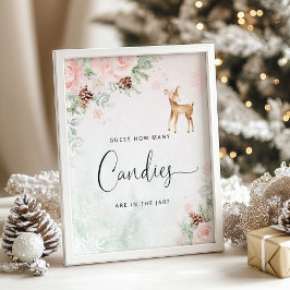 Winterhirsche rosa Raten Sie, wie viele Bonbons Po Poster