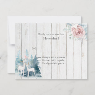 Winterhirsche und Foliage auf Holzhochzeit Einladung