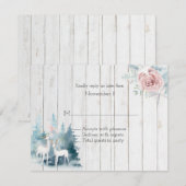 Winterhirsche und Foliage auf Holzhochzeit Einladung (Vorne/Hinten)