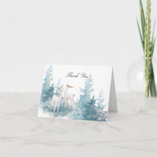 Winterhirsche und Foliage Wasserfarbe Vielen Dank Karte
