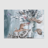 Winterhirsche und Kaninchenlandschaft Wasserfarbe Seidenpapier (Vorderseite)