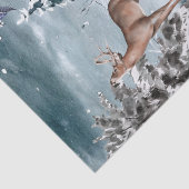 Winterhirsche und Kaninchenlandschaft Wasserfarbe Seidenpapier (Ausschnitt)