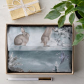 Winterhirsche und Kaninchenlandschaft Wasserfarbe Seidenpapier (Geschenk)