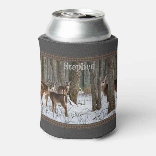 Winterhirsche und Pinecones Dosenkühler (Kanne Rückseite)