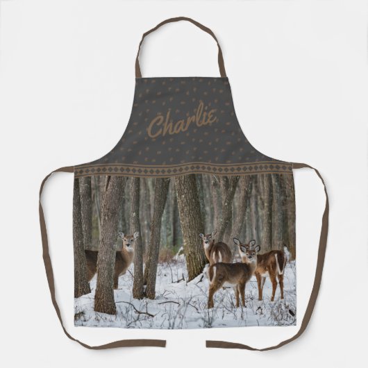 Winterhirsche und Pinecones Schürze (Vorderseite)
