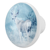 Winterhirsche und Pinienbäume Keramikknauf (Rechts)