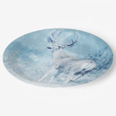 Winterhirsche und Pinienbäume Pappteller (Schrägansicht)