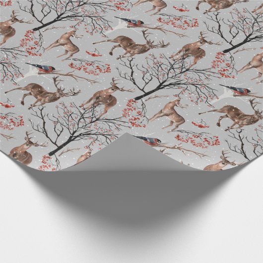 Winterhirsche und Vogelscheuepapier Geschenkpapier (Ecke)