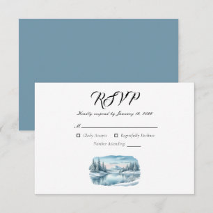 Winterhochzeit am See in den Snowy Mountains RSVP Karte