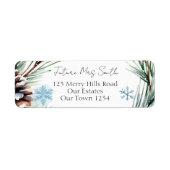 Winterhochzeit Aquarellkiefern Adressetikett (Vorne)