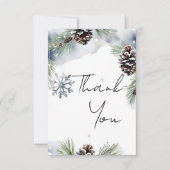 Winterhochzeit Aquarellkiefern Dankeskarte (Vorderseite)