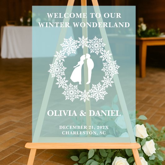 Winterhochzeit bei Snowflake - Willkommen Acrylschild