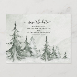 Winterhochzeit der Aquarellbäume Ankündigungspostkarte