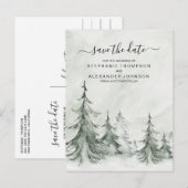 Winterhochzeit der Aquarellbäume Ankündigungspostkarte (Vorne/Hinten)