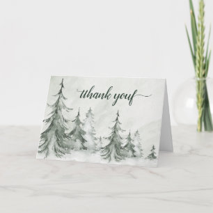 Winterhochzeit der Aquarellbäume Dankeskarte