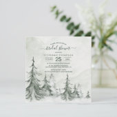 Winterhochzeit der Aquarellbäume Einladung (Stehend Vorderseite)