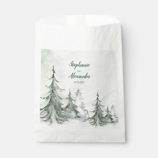 Winterhochzeit der Aquarellbäume Geschenktütchen (Vorderseite)