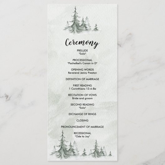 Winterhochzeit der Aquarellbäume Programm (Vorderseite)