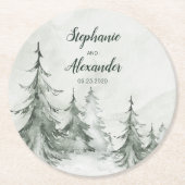 Winterhochzeit der Aquarellbäume Runder Pappuntersetzer (Vorderseite)
