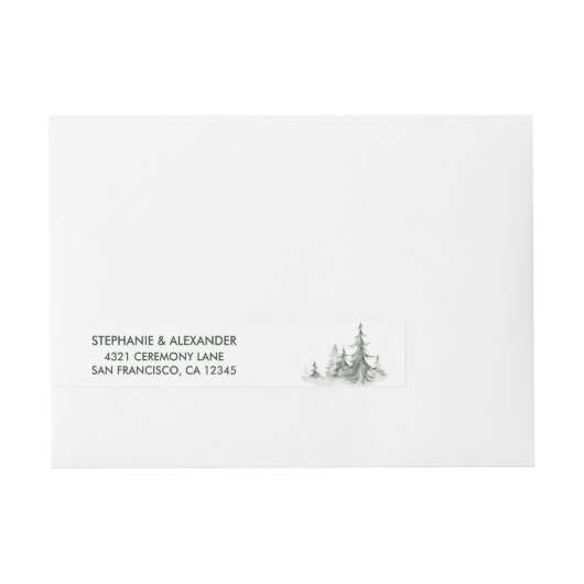 Winterhochzeit der Aquarellbäume Rundum-Adressaufkleber (Vorderseite)