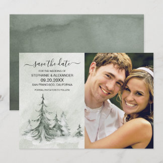 Winterhochzeit der Aquarellbäume Save The Date
