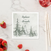 Winterhochzeit der Aquarellbäume Serviette (Beispiel)